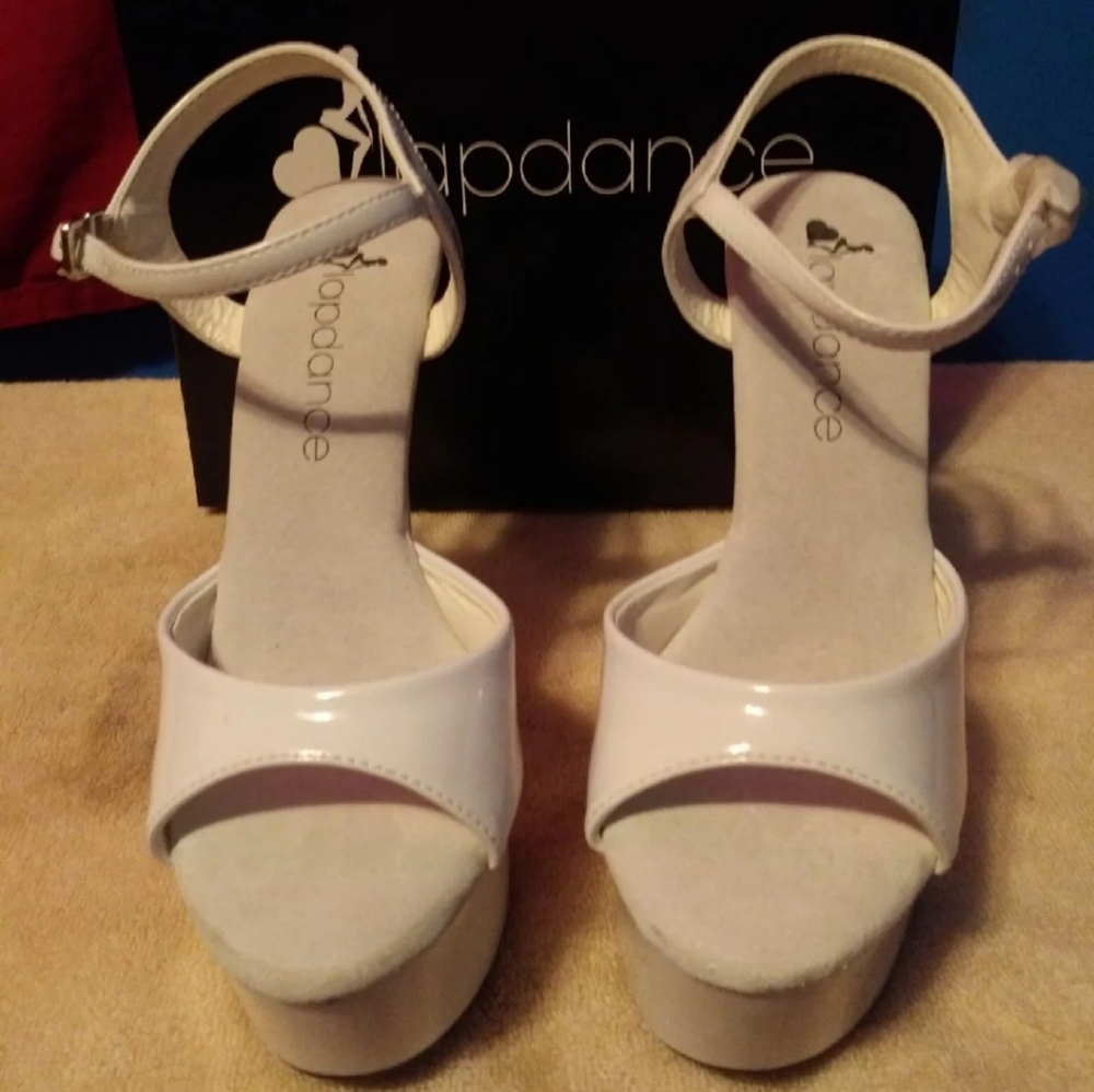 White platform sandals for pole dancing